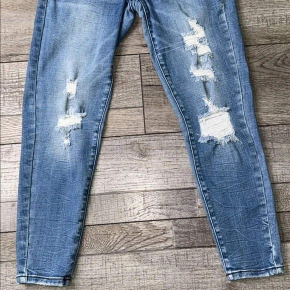 KanCan Mid-Rise Ankle Skinny Blue Distressed Jeans - Picture 4 of 9